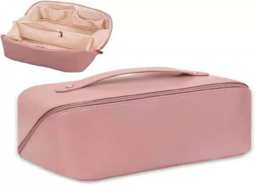 Spenco Travel Bag,Makeup Travel Bag Portable Leather Cosmetics Bag Travel Toiletry Kit (Pink)