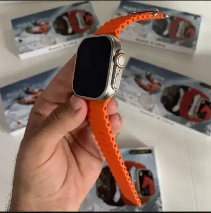 SPNECO WATCH 9 ULTRA ORANGE SMART WATCH WITH WIRELESS CHARGER Smartwatch (Orange Strap, FREE)