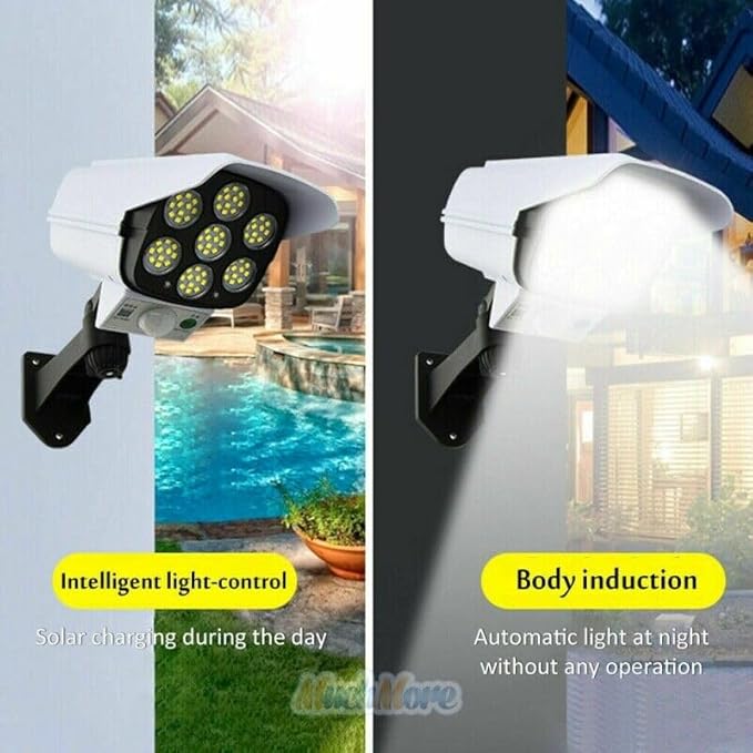 spenco Solar Panel Powered 77 Led Motion Sensor Light for Home,Outdoor,Garden and Waterproof Security Camera Shaped Wall Lamp with Remote Control (1 pcs)
