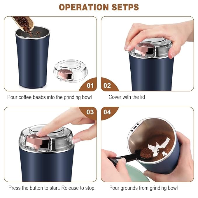 spenco Electric Coffee Grinder Stainles Steel Nuts Coffee Bean Grinding Machine Portable Kitchen Profession Ceramic Grinder Coffeeware for Kitchen