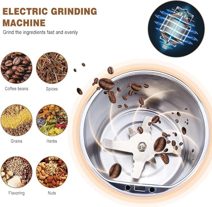 spenco Electric Coffee Grinder Stainles Steel Nuts Coffee Bean Grinding Machine Portable Kitchen Profession Ceramic Grinder Coffeeware for Kitchen