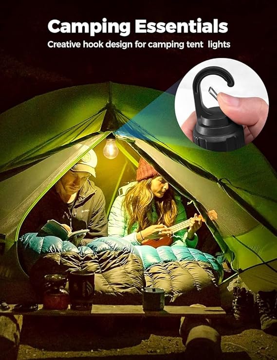SPENCO Rechargeable Camping Hanging Bulb with 3 Modes Tent Lamp Decorative Bulb (Transparent)(Pack of 2)