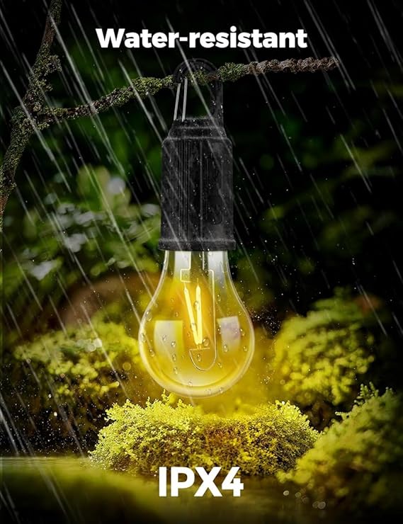 SPENCO Rechargeable Camping Hanging Bulb with 3 Modes Tent Lamp Decorative Bulb (Transparent)(Pack of 2)