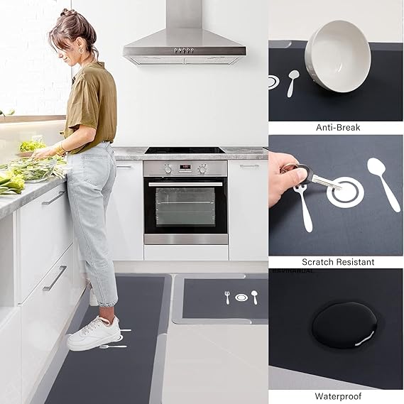 2Pcs Kitchen Mats, Waterproof Memory Foam Kitchen Rugs, Standing Desk Mat Floor Mats, - (120 * 40 cm, 40 * 60cm Multicolour)