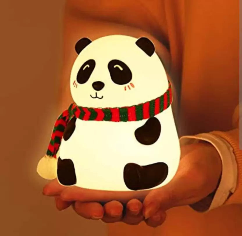 SPENCO Cute Panda,USB Rechargeable, 7-Colors Changing Light, Room Decor Night Lamp (14 cm, White)