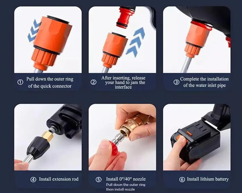 High Pressure Water Gun for Car Wash Bike Washing Cleaning (Double Battery) Spray Gun