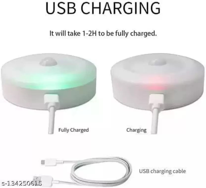 SPENCO Motion Sensor Light for Home with USB Charging Wireless Self Adhesive LED Night Lamp (3.35 cm, White)(Pack of 2)
