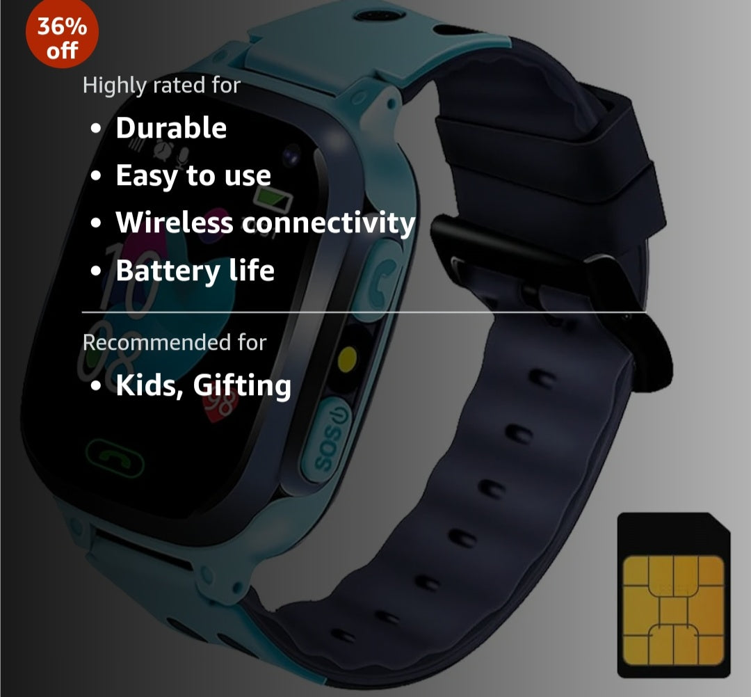 spenco S1 Kids Smartwatch for Boys & Girls, Calling Smart Watch for Kids with Location, Camera, SOS Button, Geo-Fencing, Remote Monitoring, Voice Chat, Parent Control App, 2G/4G/5G Sim Support -Blue