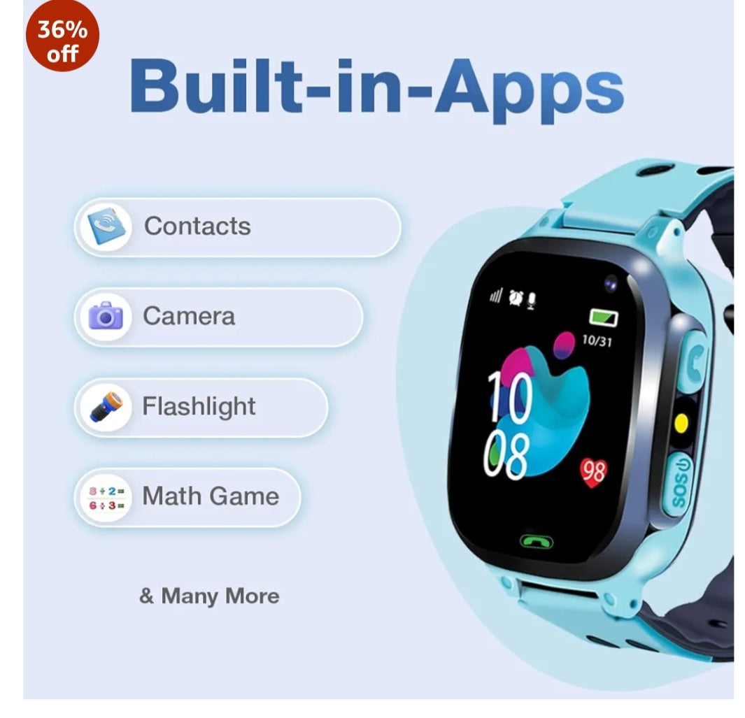 spenco S1 Kids Smartwatch for Boys & Girls, Calling Smart Watch for Kids with Location, Camera, SOS Button, Geo-Fencing, Remote Monitoring, Voice Chat, Parent Control App, 2G/4G/5G Sim Support -Blue