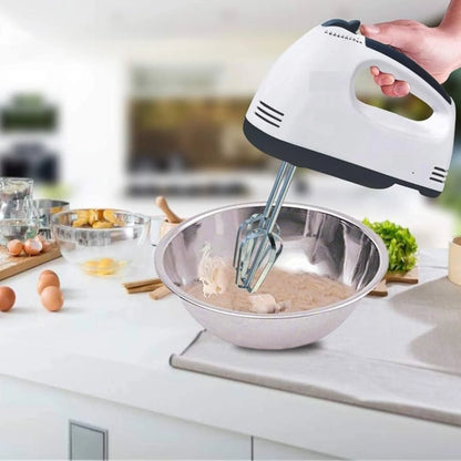Electric Hand Mixer for Kitchen | Handheld Cake Blender with Four Stainless Steel Attachments including Beaters & Dough Hooks for Whipping Cream