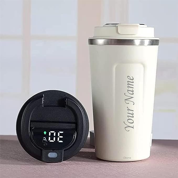 Customized Coffee Tumbler with Temperature Display || Keep Hot Or Cold || Stainless Steel || 380 ML Capacity
