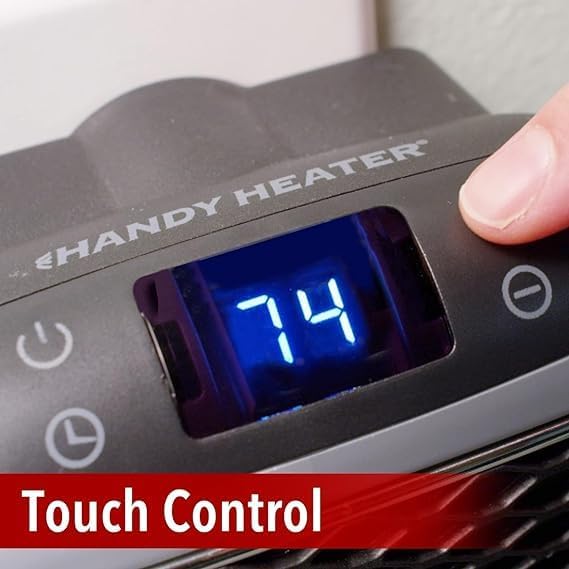 spenco Handy Heater Turbo 800W Wall Outlet Small Space Heater with Adjustable Thermostat, Programmable 12-Hour Timer