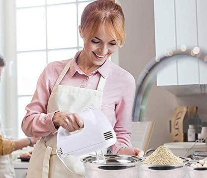 Electric Hand Mixer for Kitchen | Handheld Cake Blender with Four Stainless Steel Attachments including Beaters & Dough Hooks for Whipping Cream