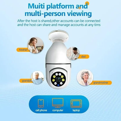 Wi-Fi CCTV Camera E27 MODEL1080p Wireless PTZ Bulb Shape V380 P