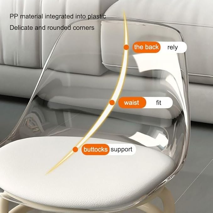 SPENCO Acrylic 360° Rotatable Transparent Chair | Mini Space Design | High Resilience | Durable Backrest | Smart Wheels |