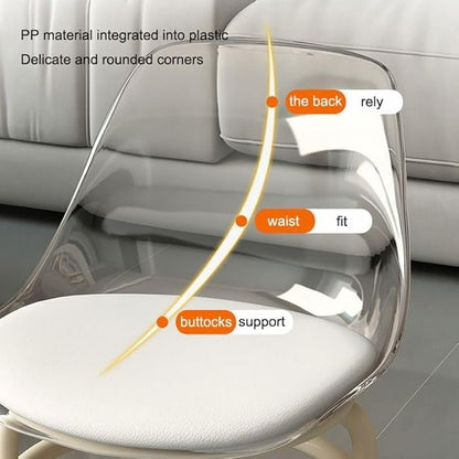 SPENCO Acrylic 360° Rotatable Transparent Chair | Mini Space Design | High Resilience | Durable Backrest | Smart Wheels |