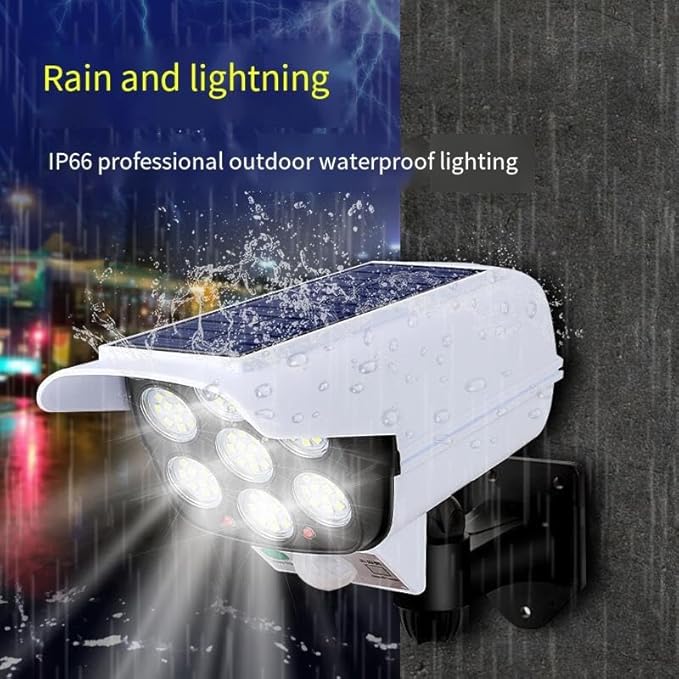 spenco Solar Panel Powered 77 Led Motion Sensor Light for Home,Outdoor,Garden and Waterproof Security Camera Shaped Wall Lamp with Remote Control (1 pcs)