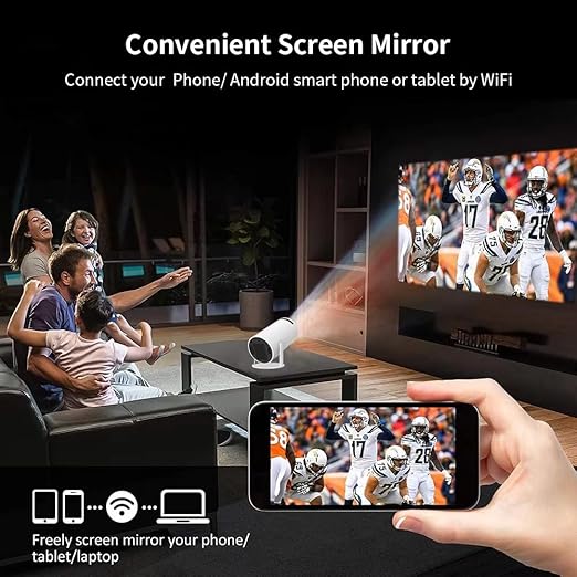 Spenco Lightbeam Smart Projector for Home 4K Support, Native 720p HD Resolution, 2500 Lumen, Rotabable Design, Speaker, Android 11 with Built-in Apps (Netflix, Prime, Youtube) WiFi, 100''Max Display