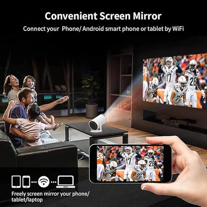 Spenco Lightbeam Smart Projector for Home 4K Support, Native 720p HD Resolution, 2500 Lumen, Rotabable Design, Speaker, Android 11 with Built-in Apps (Netflix, Prime, Youtube) WiFi, 100''Max Display