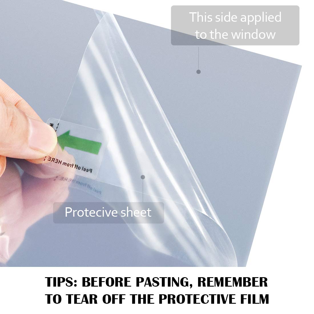 One Way Mirror Film Daytime Privacy Static Non-Adhesive Decorative Heat Control Anti UV Window Tint for Home and Office (Black) 300x30 cm
