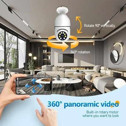 Wi-Fi CCTV Camera E27 MODEL1080p Wireless PTZ Bulb Shape V380 P