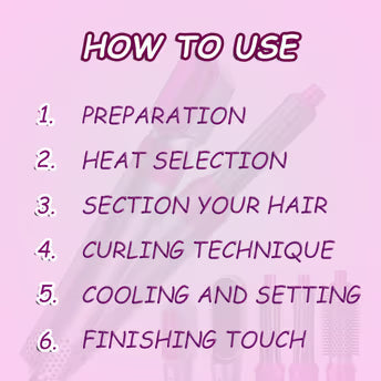 5-in-1 Hot Air Hair Styling Brush Set, Multi-Function Curling and Straightening Styler with Attachments, Pink and Silver