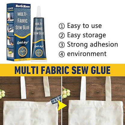 Fabric Adhesive Glue Strong Bond Clear Drying Waterproof Sew Glue Permanent Washable for Repair, Make Patches on Clothes, All Fabrics 50ML- pack of 2