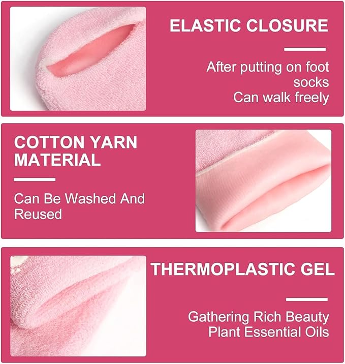 SPENCO Silicone Socks For Women Moisturizing Silicone Spa Gel Socks