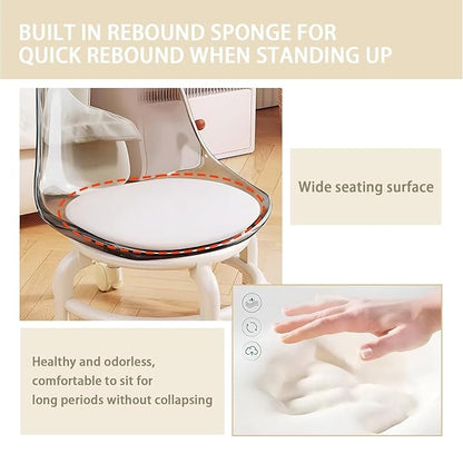 SPENCO Acrylic 360° Rotatable Transparent Chair | Mini Space Design | High Resilience | Durable Backrest | Smart Wheels |
