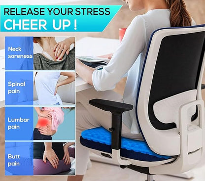 BIGXEN Gel Seat Cushion, Double Layer Gel Cushion with Non-Slip Cover, Cool Egg Chair Sea for Pressure Relief, Breathable Honeycomb for Office Chair Wheelchair Car Seat-1PCS (Square)