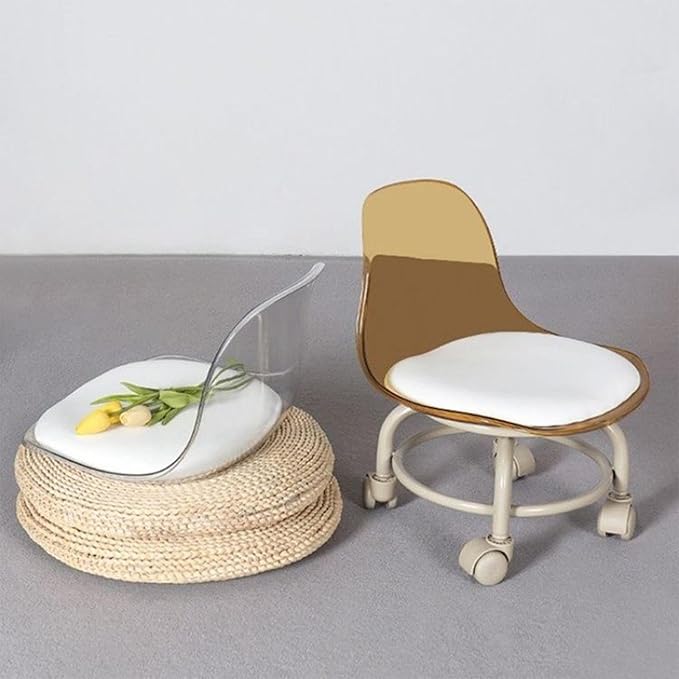 SPENCO Acrylic 360° Rotatable Transparent Chair | Mini Space Design | High Resilience | Durable Backrest | Smart Wheels |