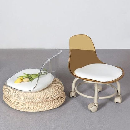 SPENCO Acrylic 360° Rotatable Transparent Chair | Mini Space Design | High Resilience | Durable Backrest | Smart Wheels |