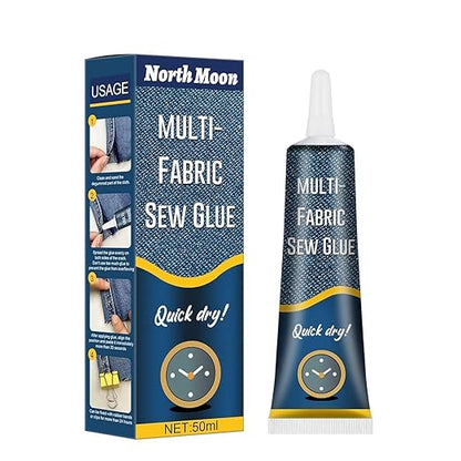 Fabric Adhesive Glue Strong Bond Clear Drying Waterproof Sew Glue Permanent Washable for Repair, Make Patches on Clothes, All Fabrics 50ML- pack of 2