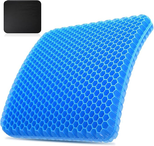 BIGXEN Gel Seat Cushion, Double Layer Gel Cushion with Non-Slip Cover, Cool Egg Chair Sea for Pressure Relief, Breathable Honeycomb for Office Chair Wheelchair Car Seat-1PCS (Square)