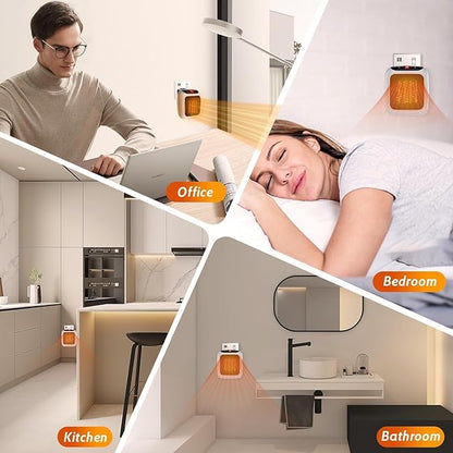 spenco Handy Heater Turbo 800W Wall Outlet Small Space Heater with Adjustable Thermostat, Programmable 12-Hour Timer