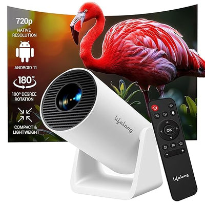 Spenco Lightbeam Smart Projector for Home 4K Support, Native 720p HD Resolution, 2500 Lumen, Rotabable Design, Speaker, Android 11 with Built-in Apps (Netflix, Prime, Youtube) WiFi, 100''Max Display