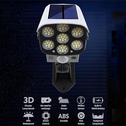 spenco Solar Panel Powered 77 Led Motion Sensor Light for Home,Outdoor,Garden and Waterproof Security Camera Shaped Wall Lamp with Remote Control (1 pcs)