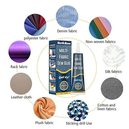 Fabric Adhesive Glue Strong Bond Clear Drying Waterproof Sew Glue Permanent Washable for Repair, Make Patches on Clothes, All Fabrics 50ML- pack of 2