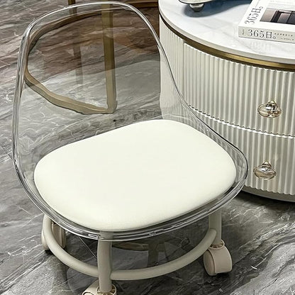 SPENCO Acrylic 360° Rotatable Transparent Chair | Mini Space Design | High Resilience | Durable Backrest | Smart Wheels |
