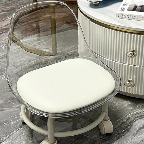 SPENCO Acrylic 360° Rotatable Transparent Chair | Mini Space Design | High Resilience | Durable Backrest | Smart Wheels |