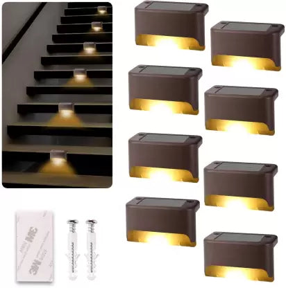 Spenco Solar Deck Lights Outdoor | Solar Path Lights | Led Solar Step Light Solar Light Set  (Wall Mounted Pack of 8)