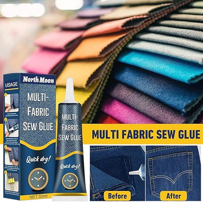 Fabric Adhesive Glue Strong Bond Clear Drying Waterproof Sew Glue Permanent Washable for Repair, Make Patches on Clothes, All Fabrics 50ML- pack of 2