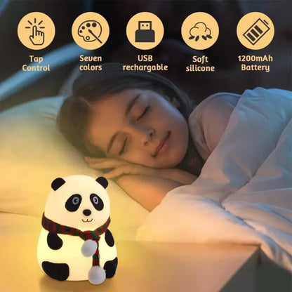 SPENCO Cute Panda,USB Rechargeable, 7-Colors Changing Light, Room Decor Night Lamp  (14 cm, White)