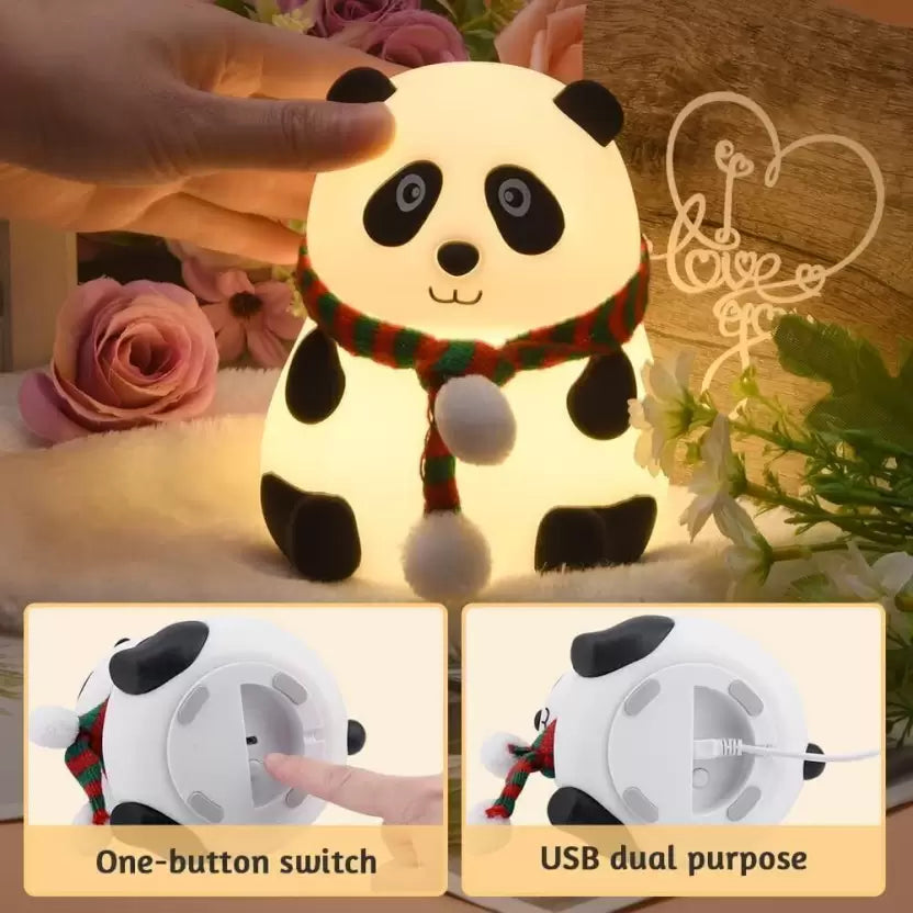 SPENCO Cute Panda,USB Rechargeable, 7-Colors Changing Light, Room Decor Night Lamp  (14 cm, White)