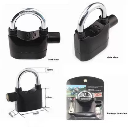 spenco High Quality Alarm Lock Padlock Anti-Theft Security System Door Safety Lock  (Black)