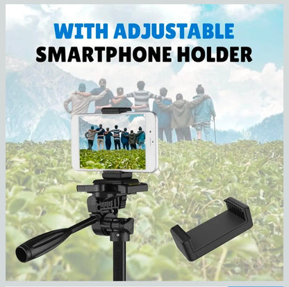 3366 Aluminum Tripod (55-Inch), Universal Lightweight Tripod with Mobile Phone Holder Mount & Carry Bag for All Smart Phones, Gopro, Cameras