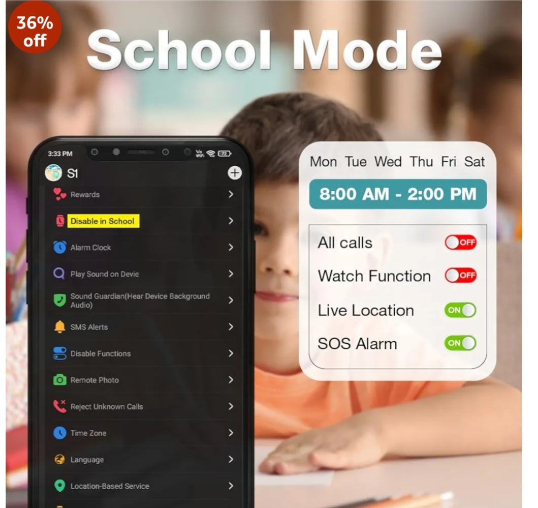 spenco S1 Kids Smartwatch for Boys & Girls, Calling Smart Watch for Kids with Location, Camera, SOS Button, Geo-Fencing, Remote Monitoring, Voice Chat, Parent Control App, 2G/4G/5G Sim Support -Blue