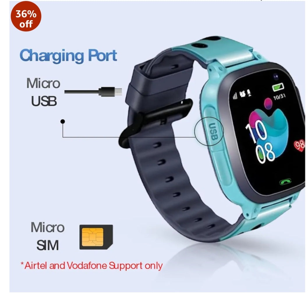 spenco S1 Kids Smartwatch for Boys & Girls, Calling Smart Watch for Kids with Location, Camera, SOS Button, Geo-Fencing, Remote Monitoring, Voice Chat, Parent Control App, 2G/4G/5G Sim Support -Blue