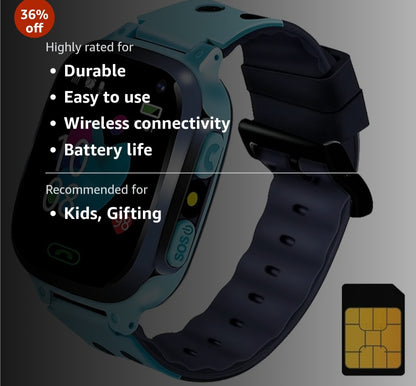 spenco S1 Kids Smartwatch for Boys & Girls, Calling Smart Watch for Kids with Location, Camera, SOS Button, Geo-Fencing, Remote Monitoring, Voice Chat, Parent Control App, 2G/4G/5G Sim Support -Blue