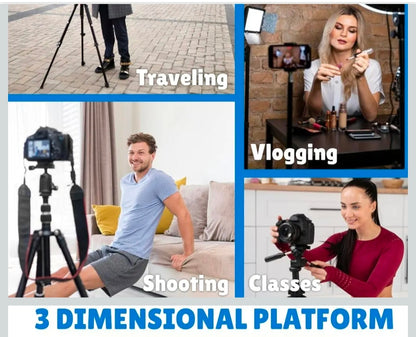 3366 Aluminum Tripod (55-Inch), Universal Lightweight Tripod with Mobile Phone Holder Mount & Carry Bag for All Smart Phones, Gopro, Cameras